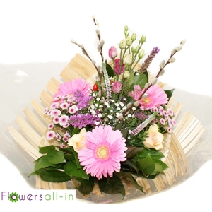Boeket bamboo roze