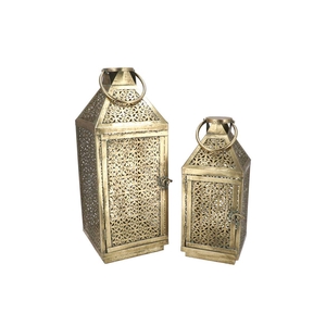 Kaya Gold Lantern Detailed S/2 20x20x52/16x16x39cm