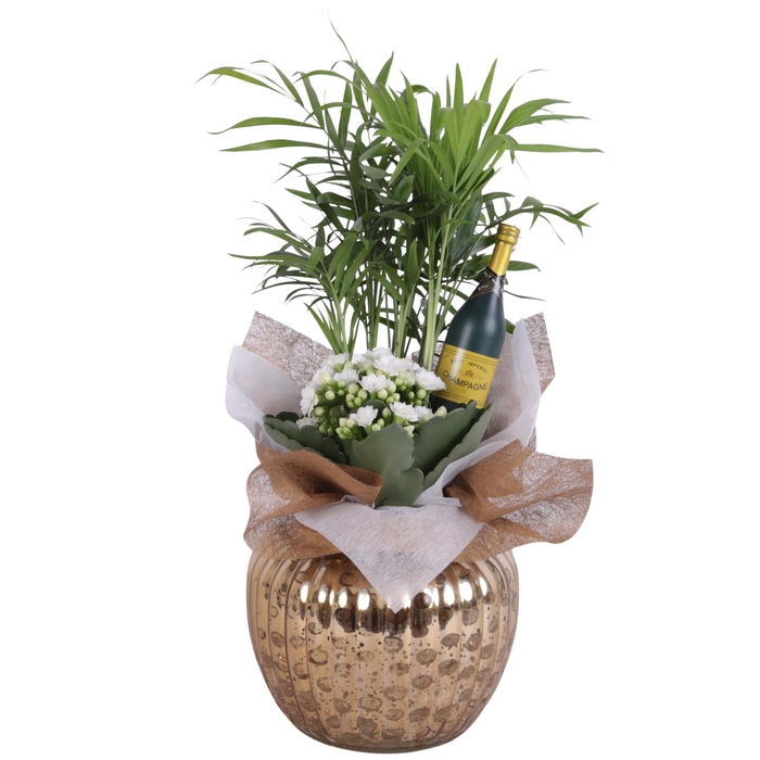 <h4>New Year Arr. Indoor Glass Round Relief Gold Ø15cm 2PP</h4>