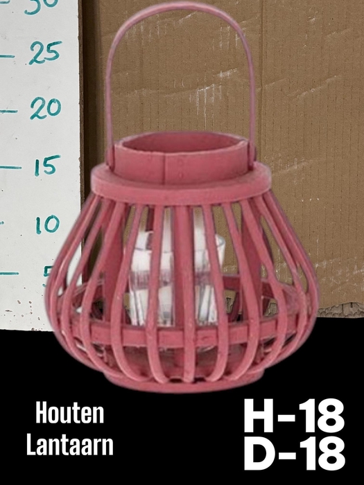<h4>Houten Lantaarn Pink H18 D18</h4>