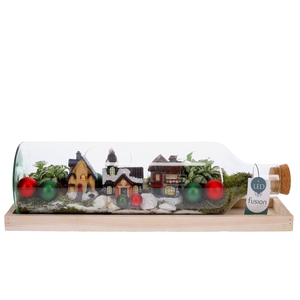 Green Bottle Fles Large liggend Kerst met Arrangement