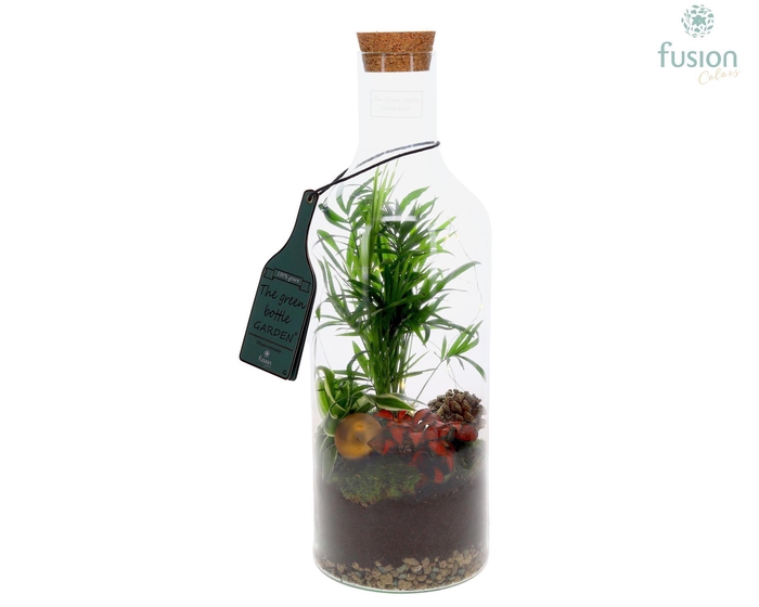 <h4>Green Bottle Fles Medium Kerst met Arrangement</h4>