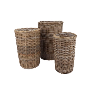 Rattan Kuboo Natural Cilinder S/3 23x40/27x45//34x50cm