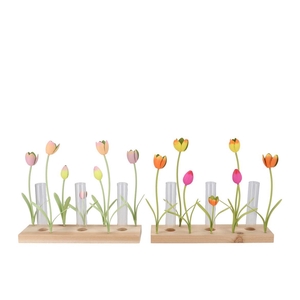 Xelly Colourfull Metal Rack Tulip Vases Ass 28x8x24