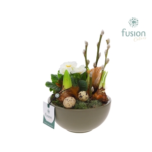 Schaal keramiek Moon Pasen Voorjaar met arrangement