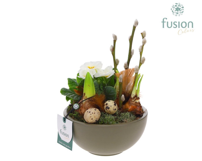 <h4>Schaal keramiek Moon Pasen Voorjaar met arrangement</h4>