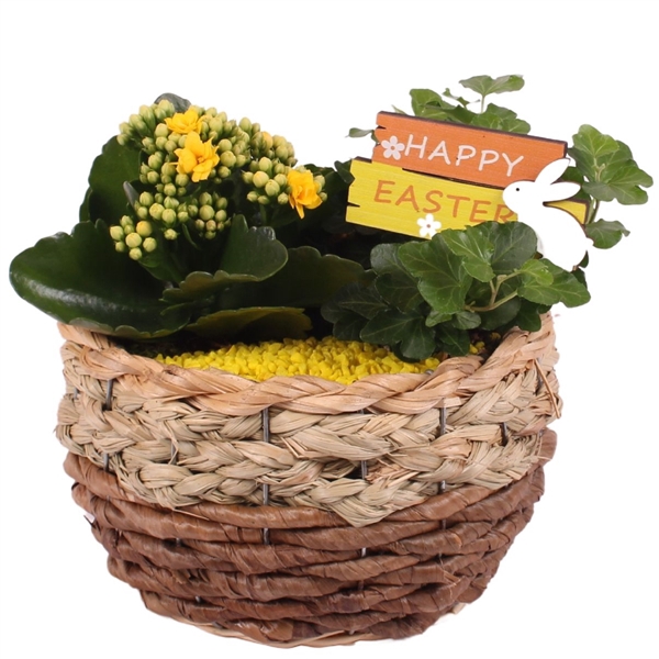 <h4>Easter Arr. Indoor Willow Basket Round Bananaleaf Ø18cm 2PP</h4>