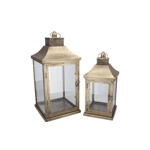 Kaya Gold Lantern Metal S/2 24x24x52/19x19x40cm