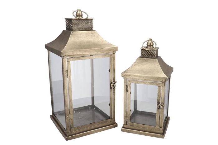<h4>Kaya Gold Lantern Metal S/2 24x24x52/19x19x40cm</h4>