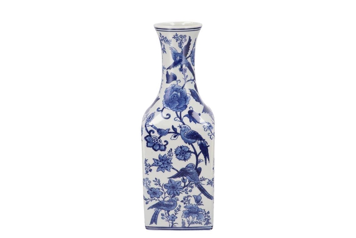<h4>Hailey Blue Porcelain Vase Birds 15x41cm</h4>