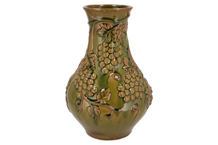 <h4>Inga Grape Olive Green Vase Active Glaze 25x25x35cm</h4>