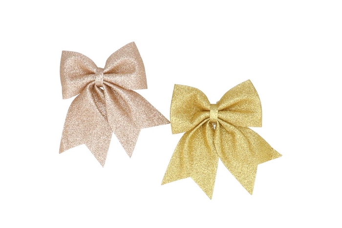 <h4>Deco Shine Bow Champagne/gold 12x13cm Ass Per 2</h4>