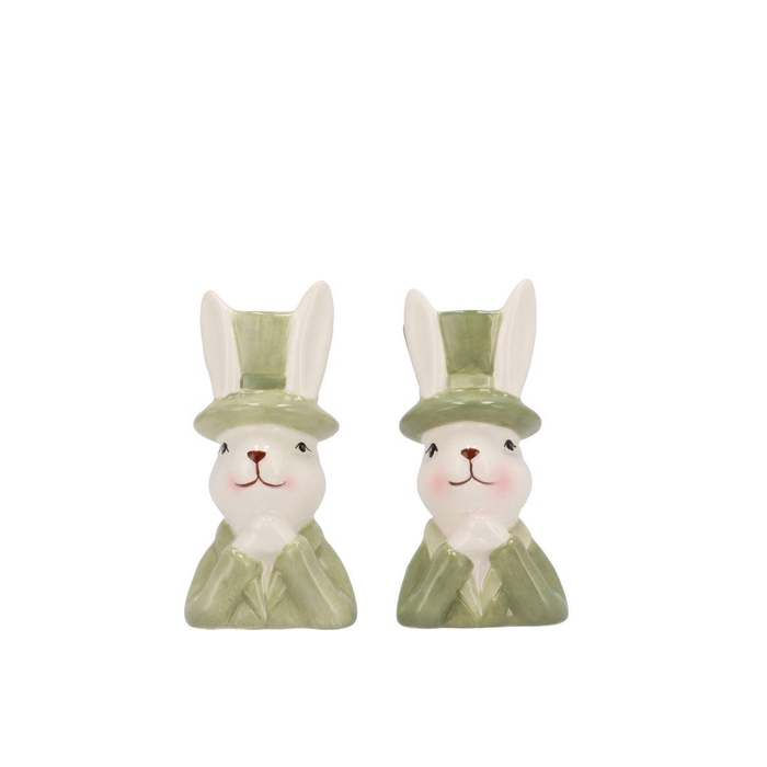 <h4>Easter Ceramic Summer Green Mix Bunny Hat Ass 5x6x11cm Nm</h4>