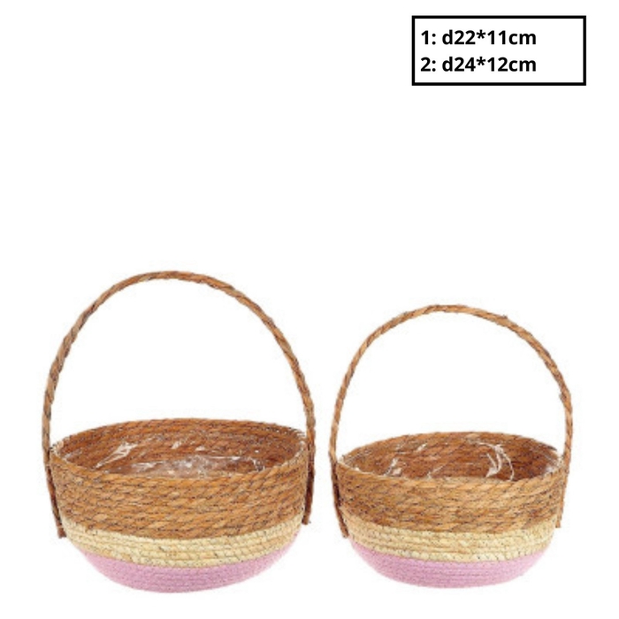 <h4>Basket sets Makka handle S/2 d24*12cm</h4>