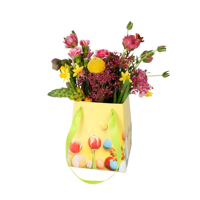 <h4>Bag Flowering Easter cardboard 12x15xH18cm yellow 10/bag</h4>
