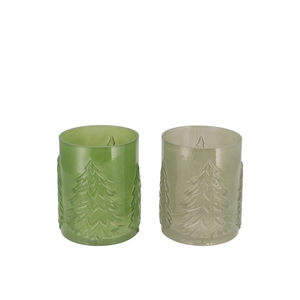Ruby Majestic Green T-light Forrest Ass 11x14cm