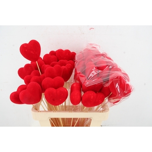 Stick Heart Flock Red  7,5cm