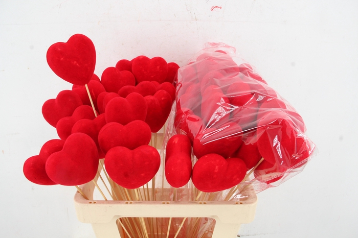 <h4>Stick Heart Flock Red 7,5cm</h4>