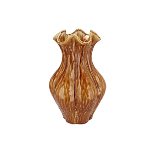 Inga Driss Brown Vase Active Glaze 27x27x44cm