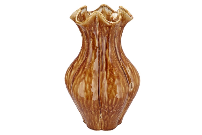 <h4>Inga Driss Brown Vase Active Glaze 27x27x44cm</h4>