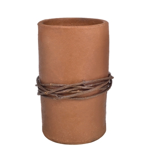 VASO TUBO CERAMICA COM CIPO MARRON