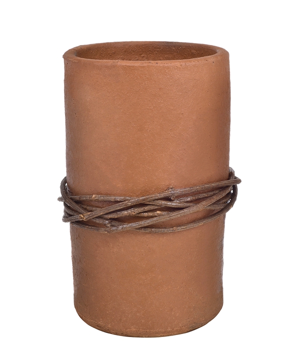 <h4>VASO TUBO CERAMICA COM CIPO MARRON</h4>