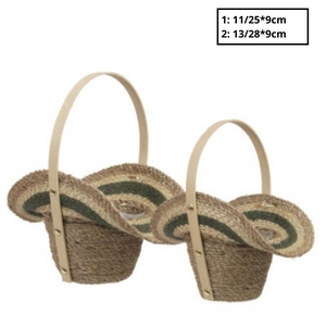 Basket sets Handle Grass S/2 28/20*9cm