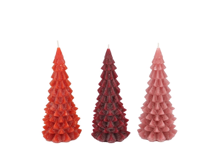 <h4>Frosty Red Mix X-mas Tree Candle 6x12cm Ass</h4>