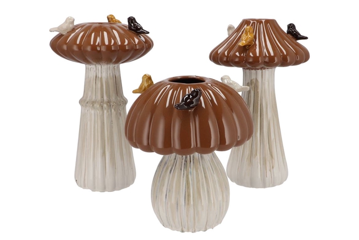 <h4>Bird Mushroom Vase Brown Ass 18x18x31cm Nm</h4>