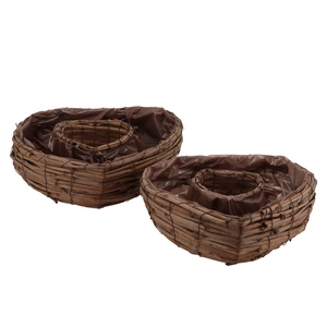 Wicker Planter Heart 35x35x11cm S/2