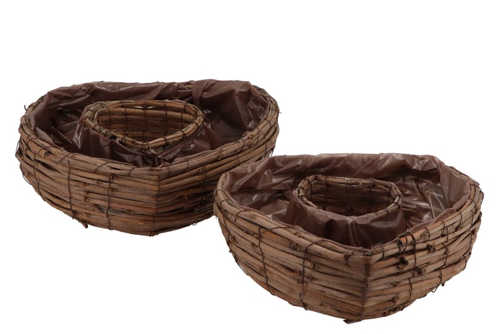 <h4>Wicker Planter Heart 35x35x11cm S/2</h4>