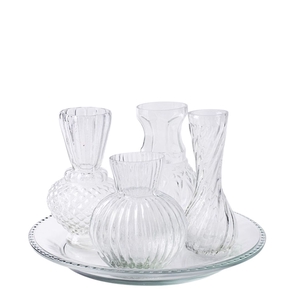 Glass Plate +4vase d22.5*13cm