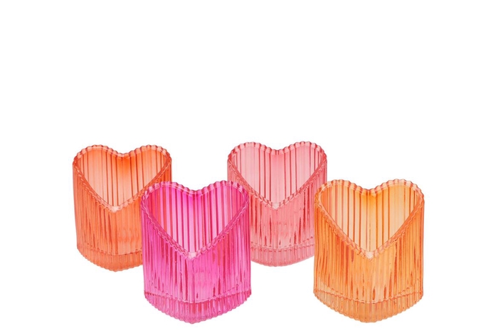 <h4>Love Hearts Orange Mix Structure Striped T-light Ass 7x8cm</h4>