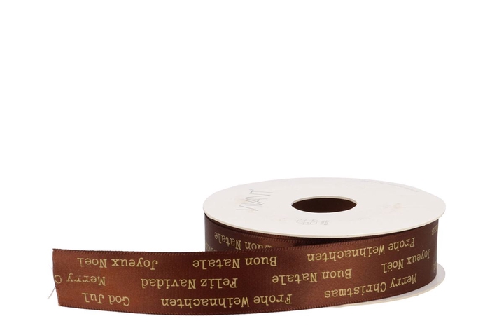 Ribbon Festive Dark Brown 15mx25mm