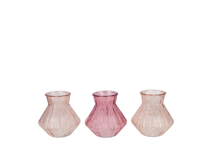 <h4>Roman Sweets Pink Clear Mix Diamond Glass Vase Ass 11x11xcm</h4>