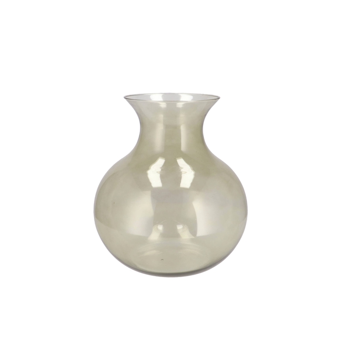 <h4>Mira Olive Green Glass Cone Neck Sphere Vase 20x20x21cm</h4>