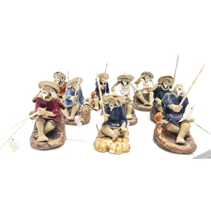 Chinese fisherman, glazed, height 7cm, box 9 pcs.