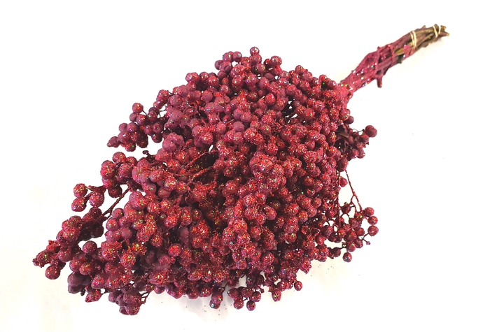 Pepperberries per bunch in poly Burgundy + Glitter