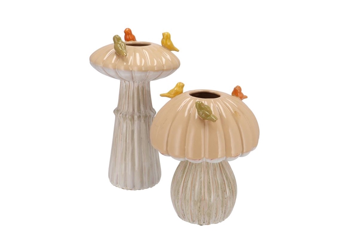 <h4>Bird Mushroom Vase Sand Ass 16x16x25cm</h4>