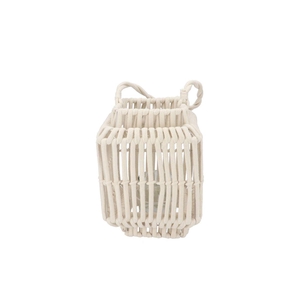 Cruz White Lantern Square Rope 15x22x29cm