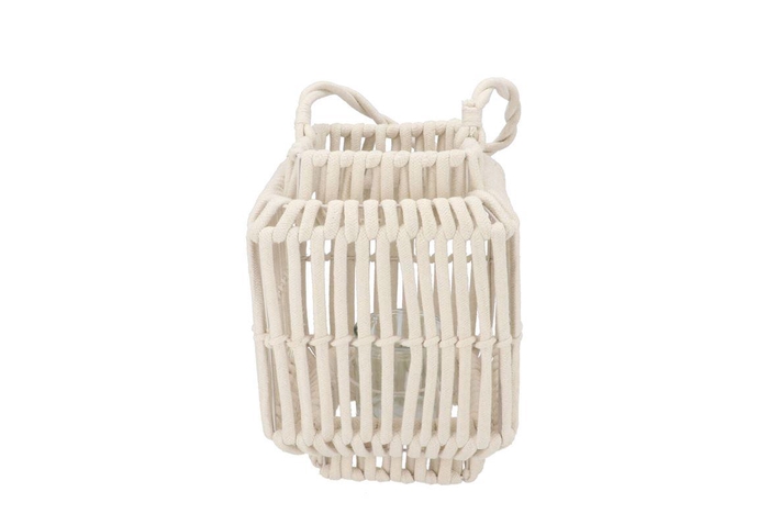 <h4>Cruz White Lantern Square Rope 15x22x29cm</h4>