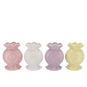 Candy Spiral Pastel Mix Vase Ass 14x11x20cm Nm