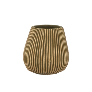 Stripes Green Gold Pot 12x13cm Nm