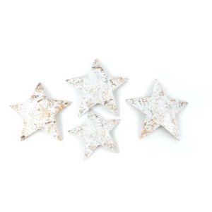 DECO Coconut shell stars 5-7 cm patina white -4pcs