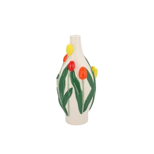 Isa Dutch Orange/yellow/red Mix Vase Neck Tulip 15x15x30cm