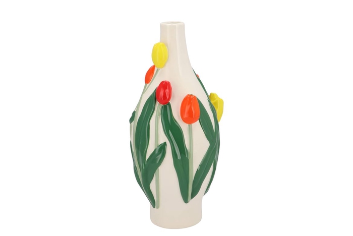 <h4>Isa Dutch Orange/yellow/red Mix Vase Neck Tulip 15x15x30cm</h4>