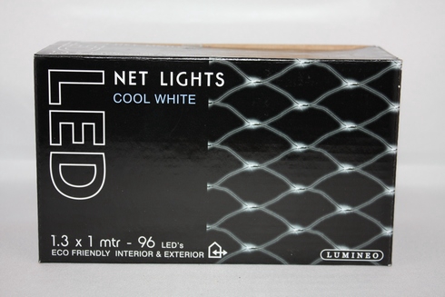 LED NETVERLICHTING V BUITEN BLACK SNOER - 96LAMPJES WIT- AAN