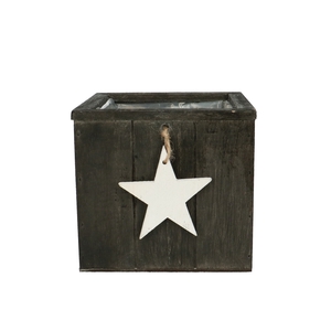 Sale Christmas Wood pot star d15*14cm