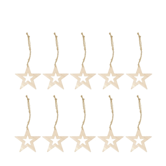<h4>Kerst naturel Hanger ster hout d10cm</h4>