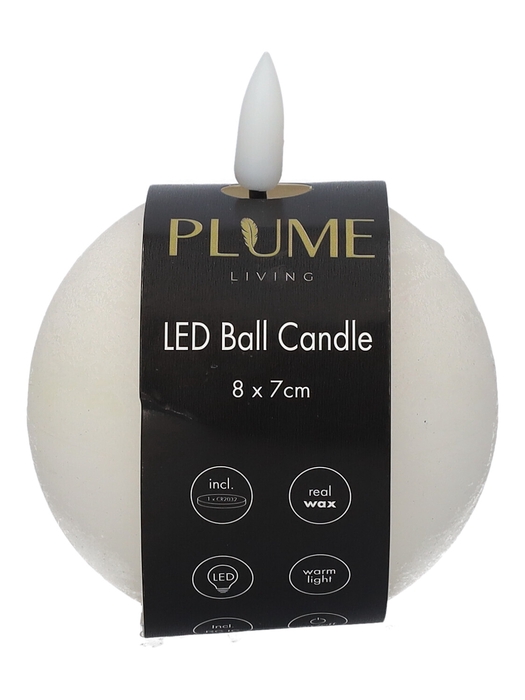 <h4>DF-731303200 - Ball LED candle Lumina1 RC d8xh7 white</h4>